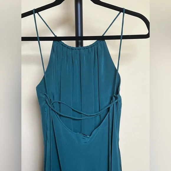 Leith Dress Maxi Long Gown 100% Silk Teal Size M - Picture 5 of 15